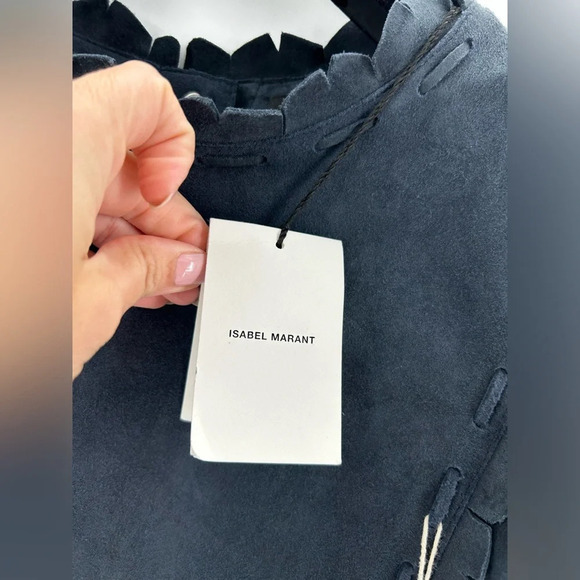 ISABEL MARANT  Robe Aleati Goat Leather Dress Dark Blue Faded Night Size 36 US 4 - Picture 5 of 16